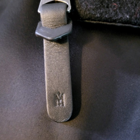 Mackage Nori 2-in-1 Black Wool Cashmere Double Collar Wrap Coat Leather Belt Zip - Picture 10 of 16